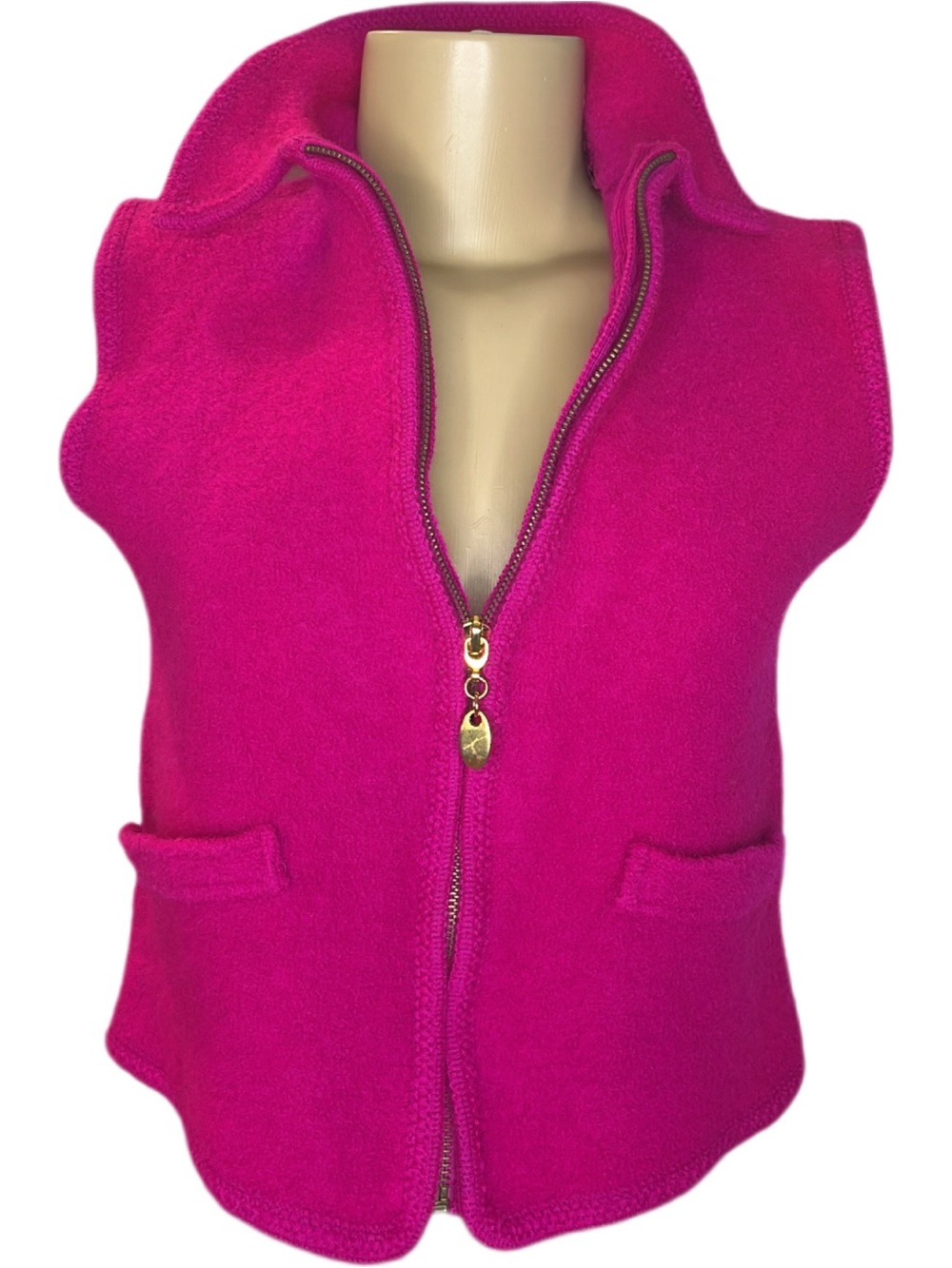 Vintage 80s Lisa International Pink Boiled Wool Vest